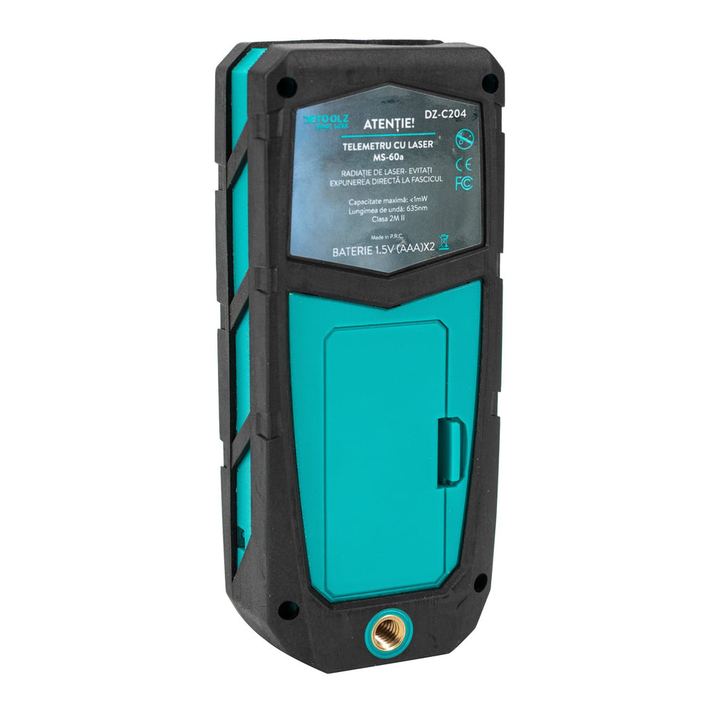 Misuratore distanza laser, distanziometro, misura lunghezza, volume, area, altezza 0-60 m, MS-60A Detoolz