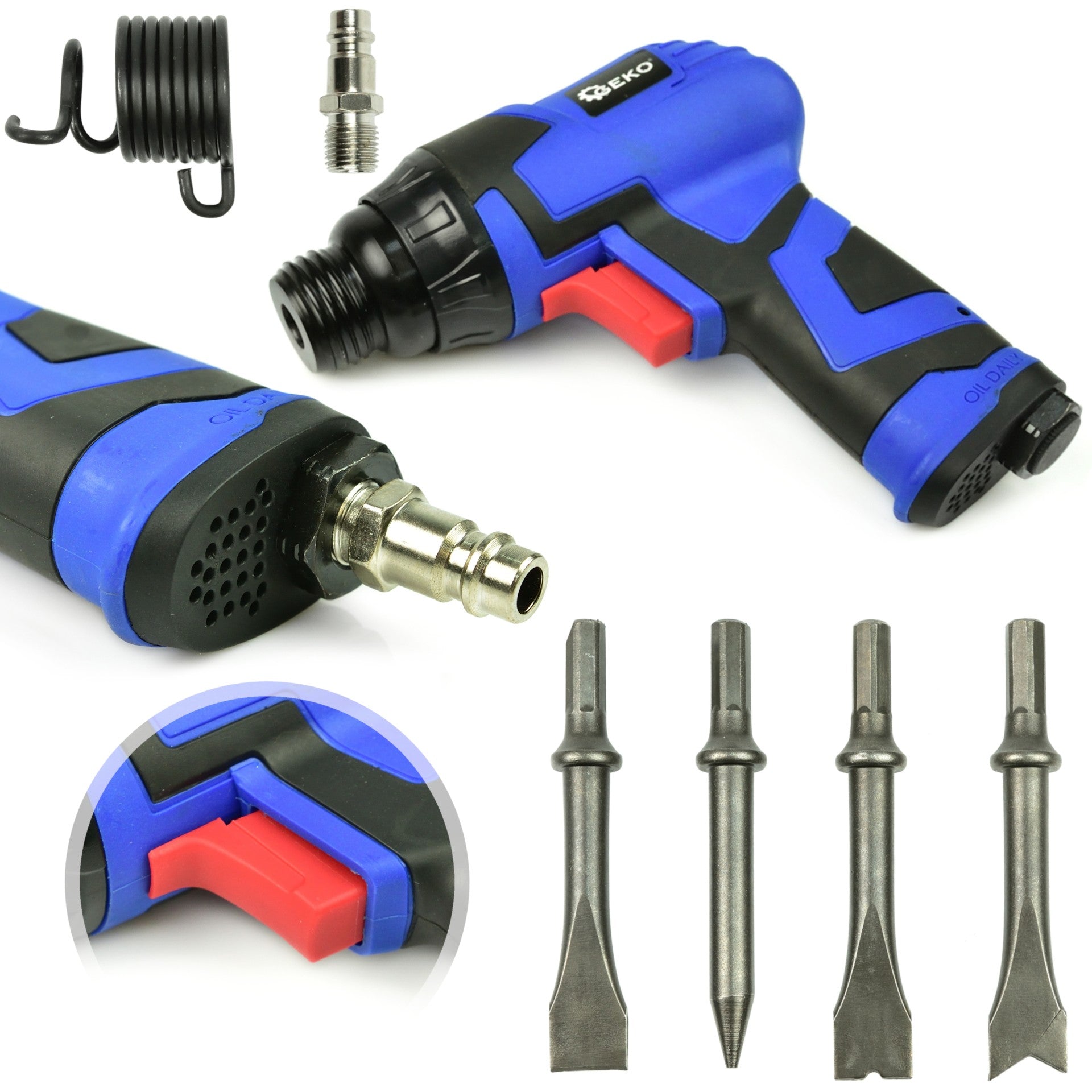 Kit martello pneumatico, martello pneumatico per autoveicoli e officine, carrelli alimentati ad aria, 4500 rpm, Geko