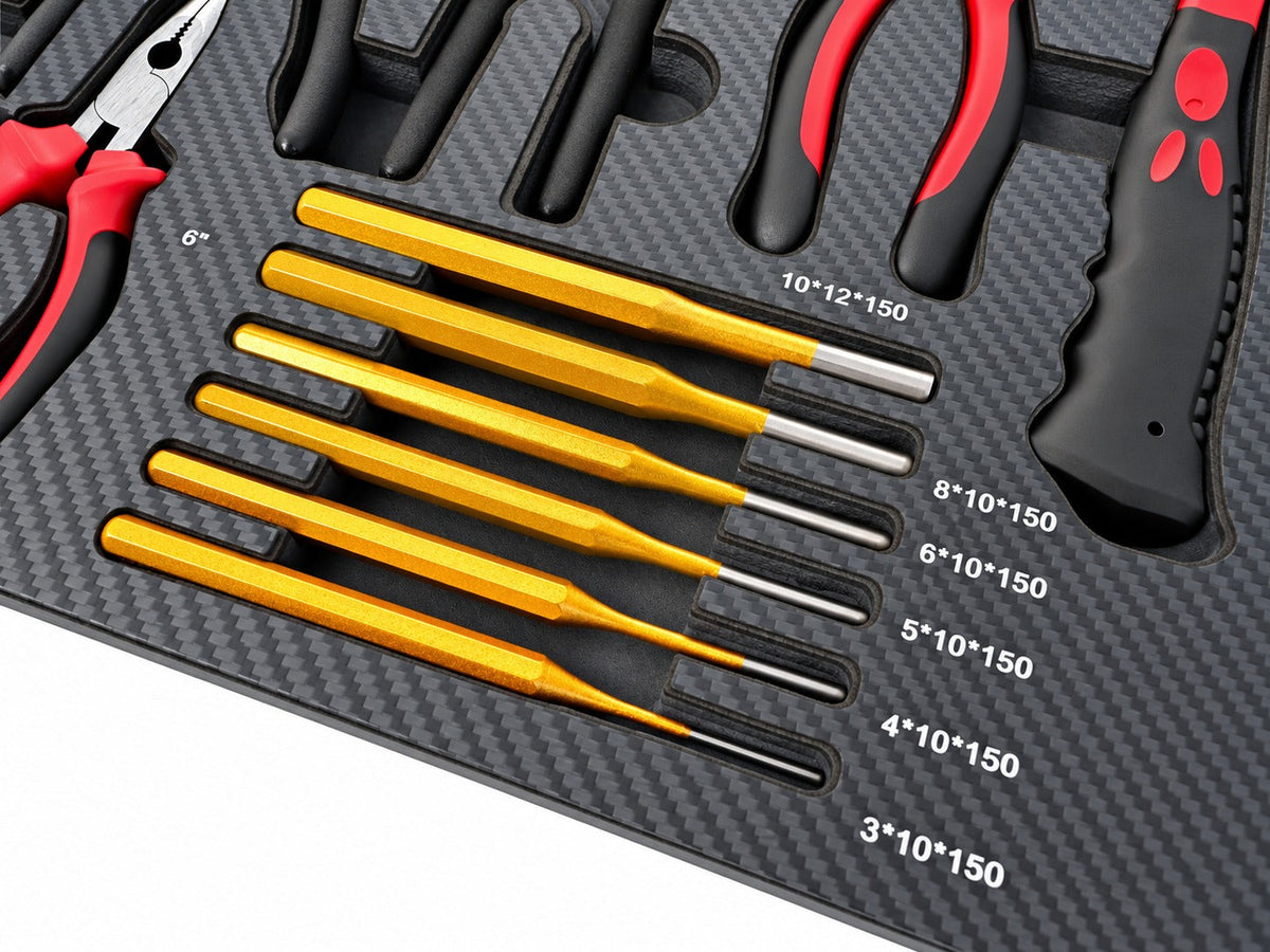 Modulo con inserto in schiuma per carrelli portautensili, kit utensili, pinze, punzoni e martello  54 x 39,5 x 3 cm,16 pezzi Gebo Tools