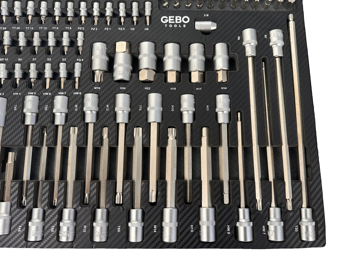 Modulo con inserto in schiuma per carrelli portautensili, kit inserti 101 pezzi Gebo Tools