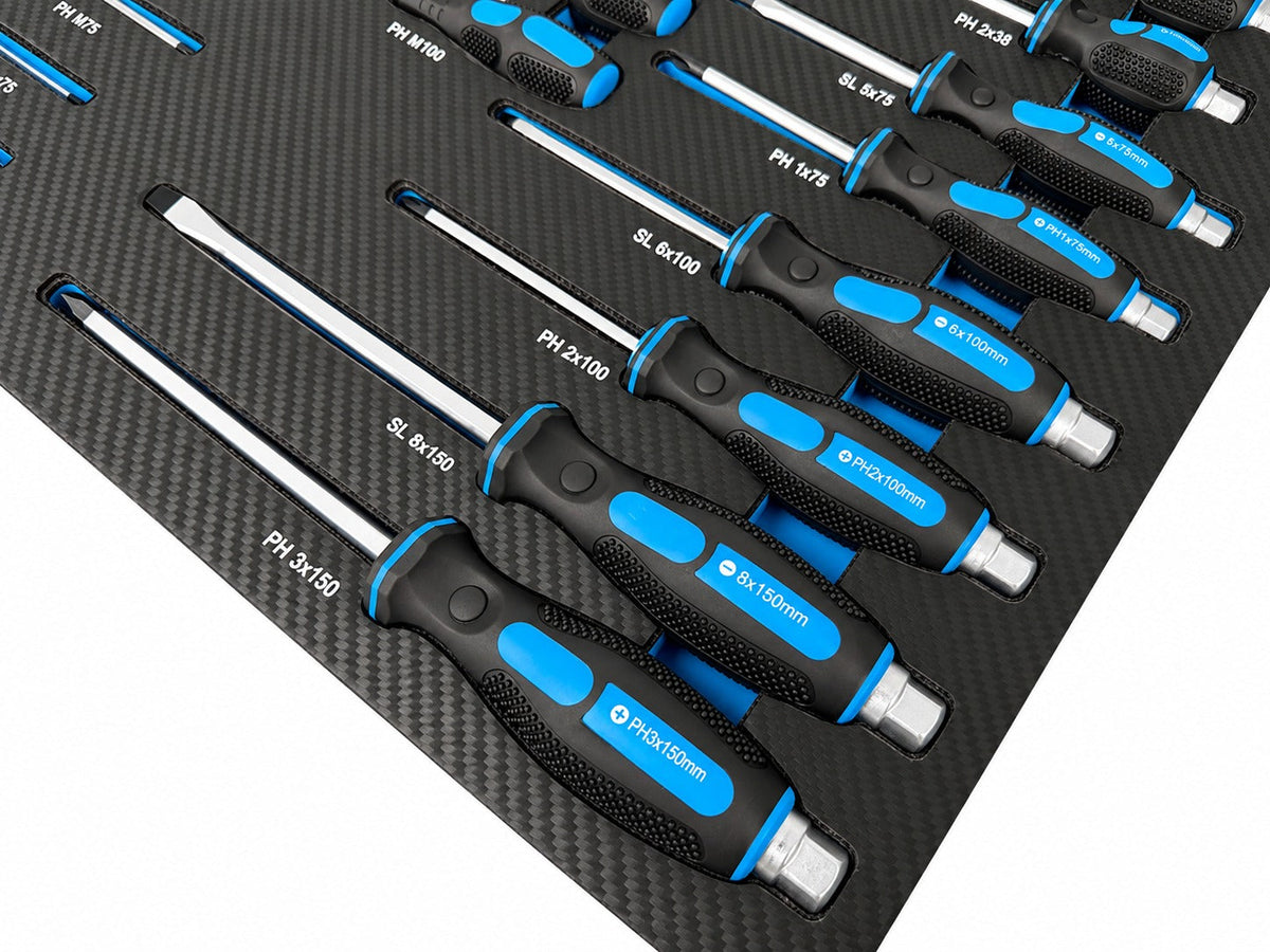 Modulo con inserto in schiuma per carrelli portautensili, kit cacciaviti professionali, 21 pezzi Gebo Tools