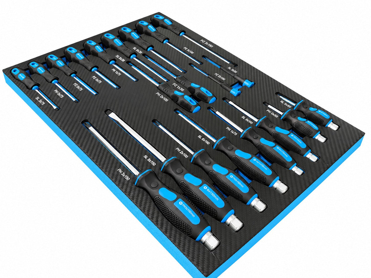 Modulo con inserto in schiuma per carrelli portautensili, kit cacciaviti professionali, 21 pezzi Gebo Tools