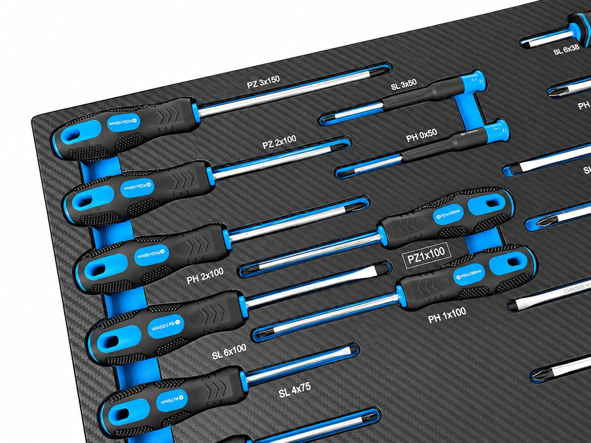Modulo con inserto in schiuma per carrelli portautensili, kit cacciaviti professionali, 21 pezzi Gebo Tools