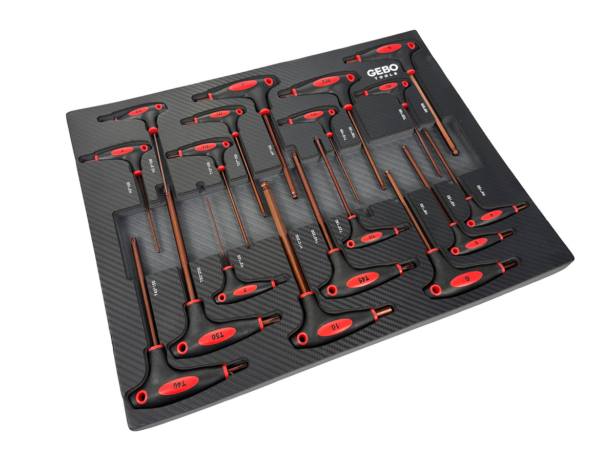 Kit-set modulo per carrelli portautensili, con TORX e chiavi a brugola con impugnatura a T ,18 pezzi Gebo Tools