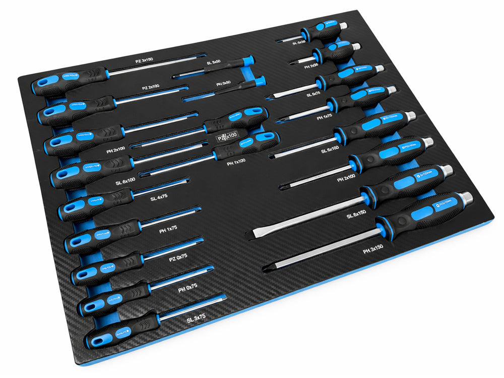 Modulo con inserto in schiuma per carrelli portautensili, kit cacciaviti professionali, 21 pezzi Gebo Tools