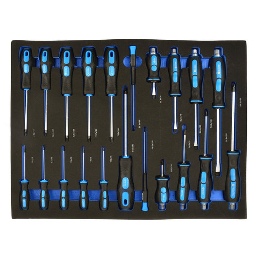 Modulo con inserto in schiuma per carrelli portautensili, kit cacciaviti professionali, 21 pezzi Geko