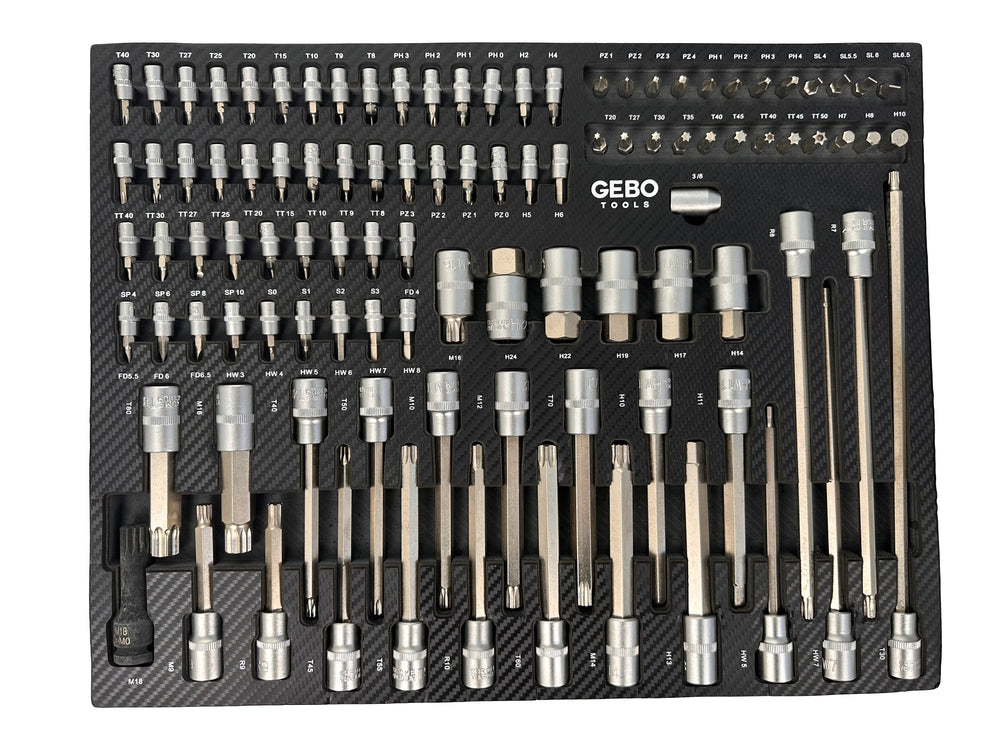 Modulo con inserto in schiuma per carrelli portautensili, kit inserti 101 pezzi Gebo Tools