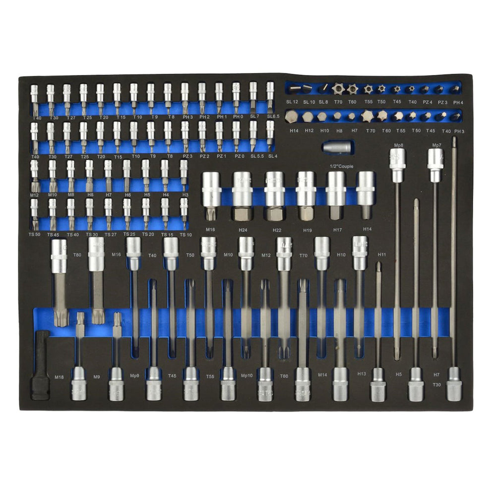 Set-kit modulo per carrello portautensili, con con inserti Torx 102 pezzi
