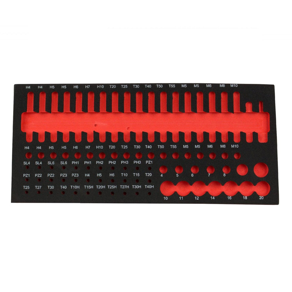 Modulo per carrelli portautensili vuoto, in schiuma espansa, per 85 inserti inbus e Torx
