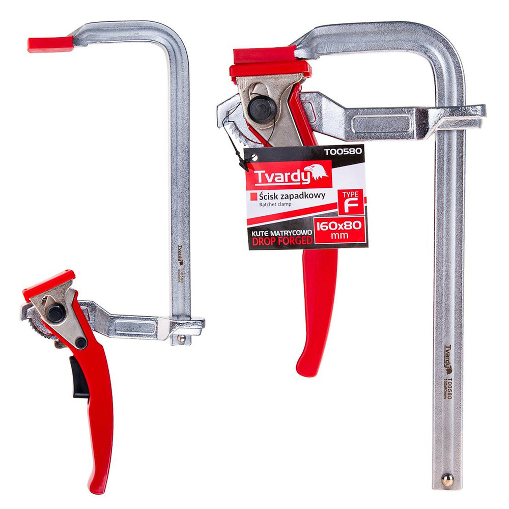 Morsetto per falegnameria con cricchetto 160 × 80 mm