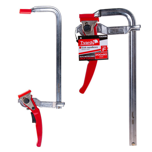 Morsetto a cricchetto multiuso per impieghi gravosi F, clip di fissaggio per lavorazione del legno, accessorio per falegname, 200x80 mm
