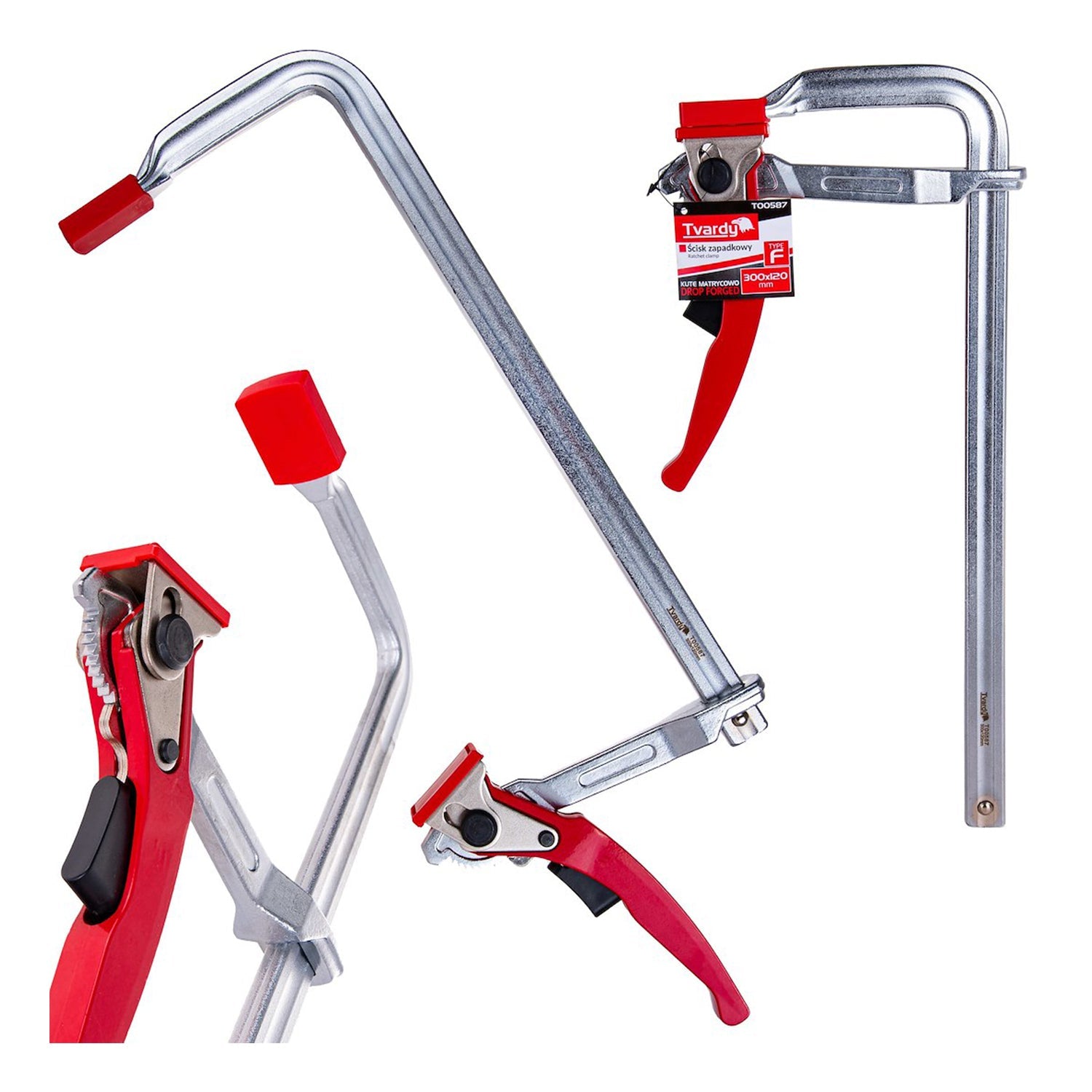 Morsetto da falegname tipo F con cricchetto 300 × 120 mm