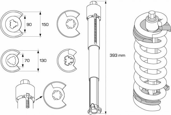 Compressore smonta molle Mercedes, kit da 5pz
