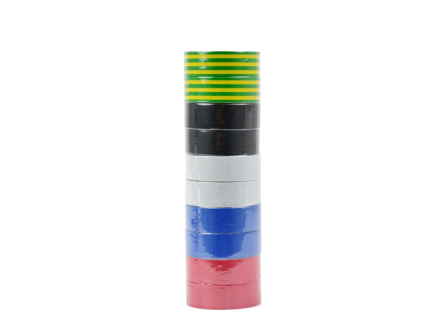Set-kit nastri isolanti adesivi in pvc plastificato, 10 rotoli isolanti colorati , 19mm x 0.13mm x 5m, Geko