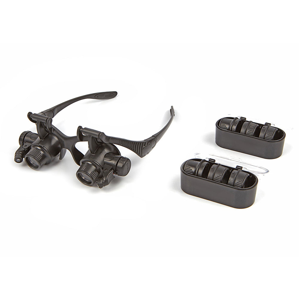 Occhiali con lenti d’ingrandimento da testa, intercambiabili, con illuminazione LED ,visiera casco lente per hobby e lavori precisione Hbm Machines Olanda