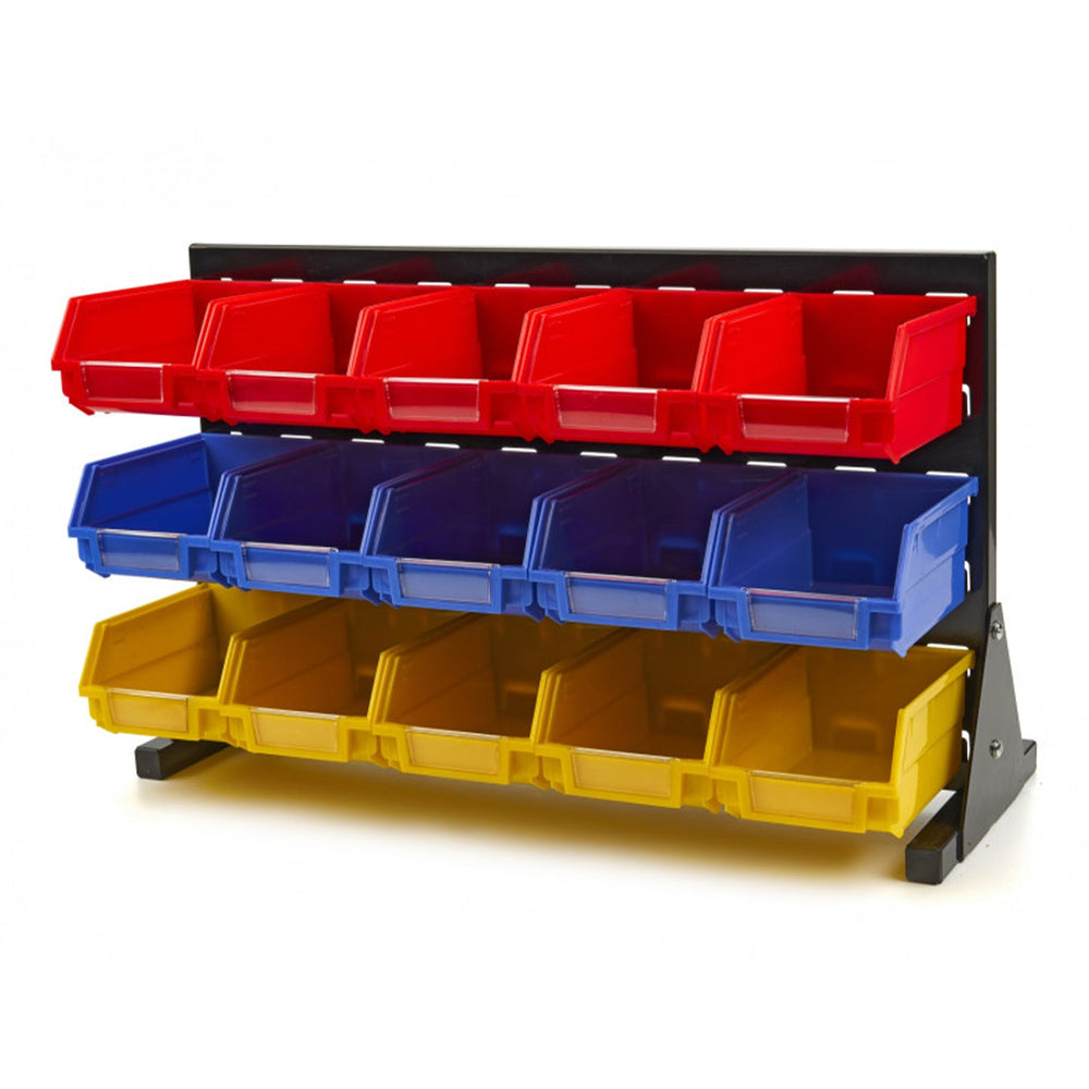 Pannello forato portautensili, portaoggetti, con 15 contenitori-cassette, per garage e officina, porta attrezzi da parete, Hbm