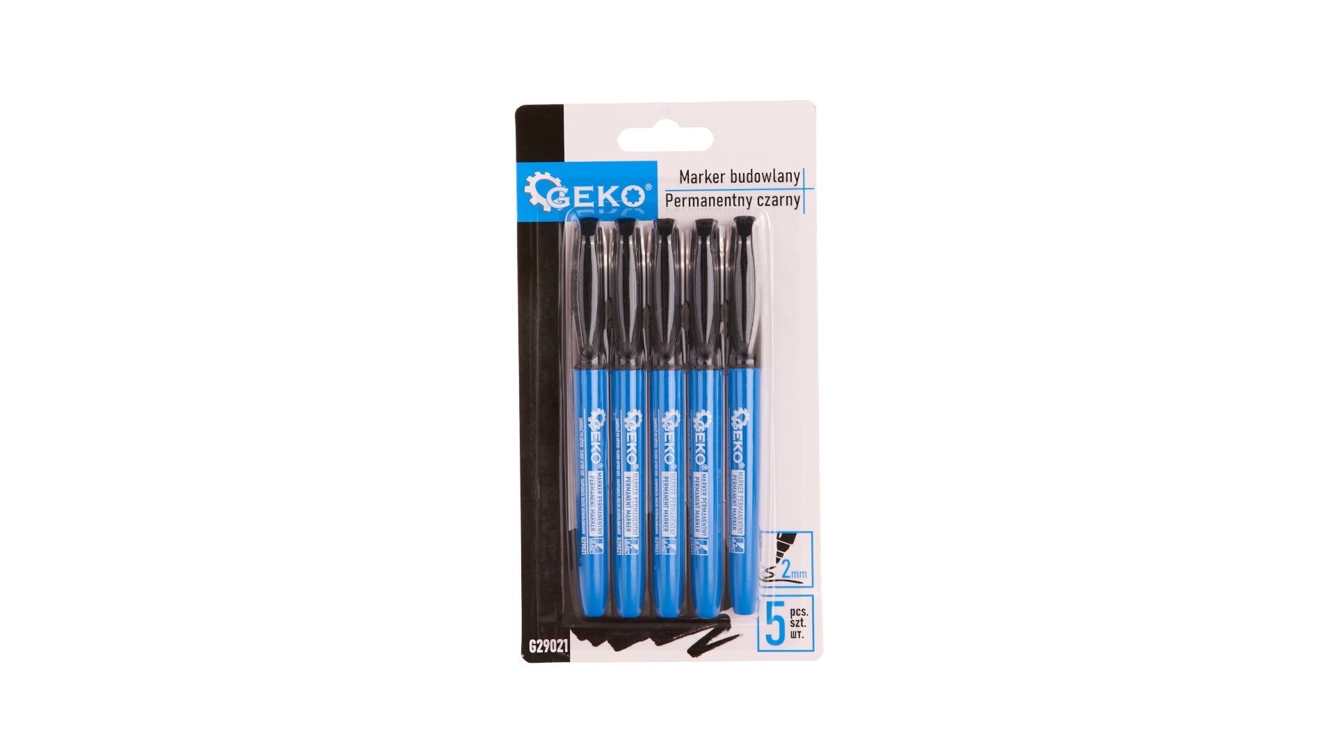 Pennarelli indelebili, colore nero, 2 mm, confezione da 5