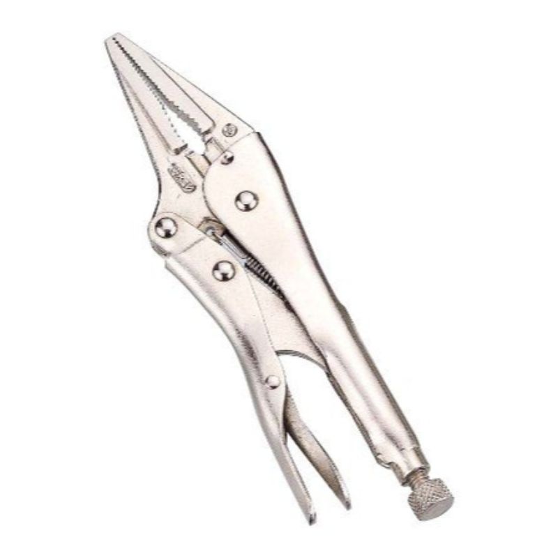 Pinza autobloccante con becco lungo a ganascia dentata dritta, regolabile, serraggio multifunzionale rapido, in acciaio al carbonio, 150 mm