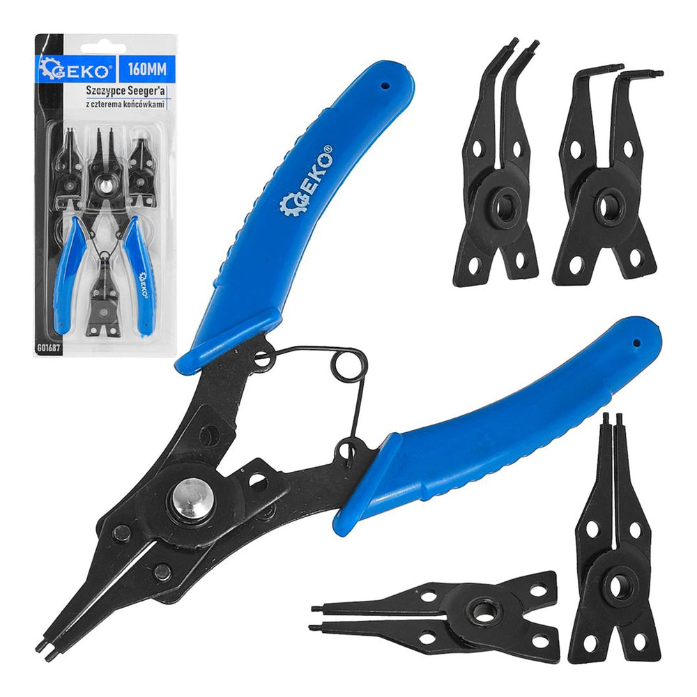 Pinza per anelli elastici Seeger, con teste intercambiabili 160 mm, Geko