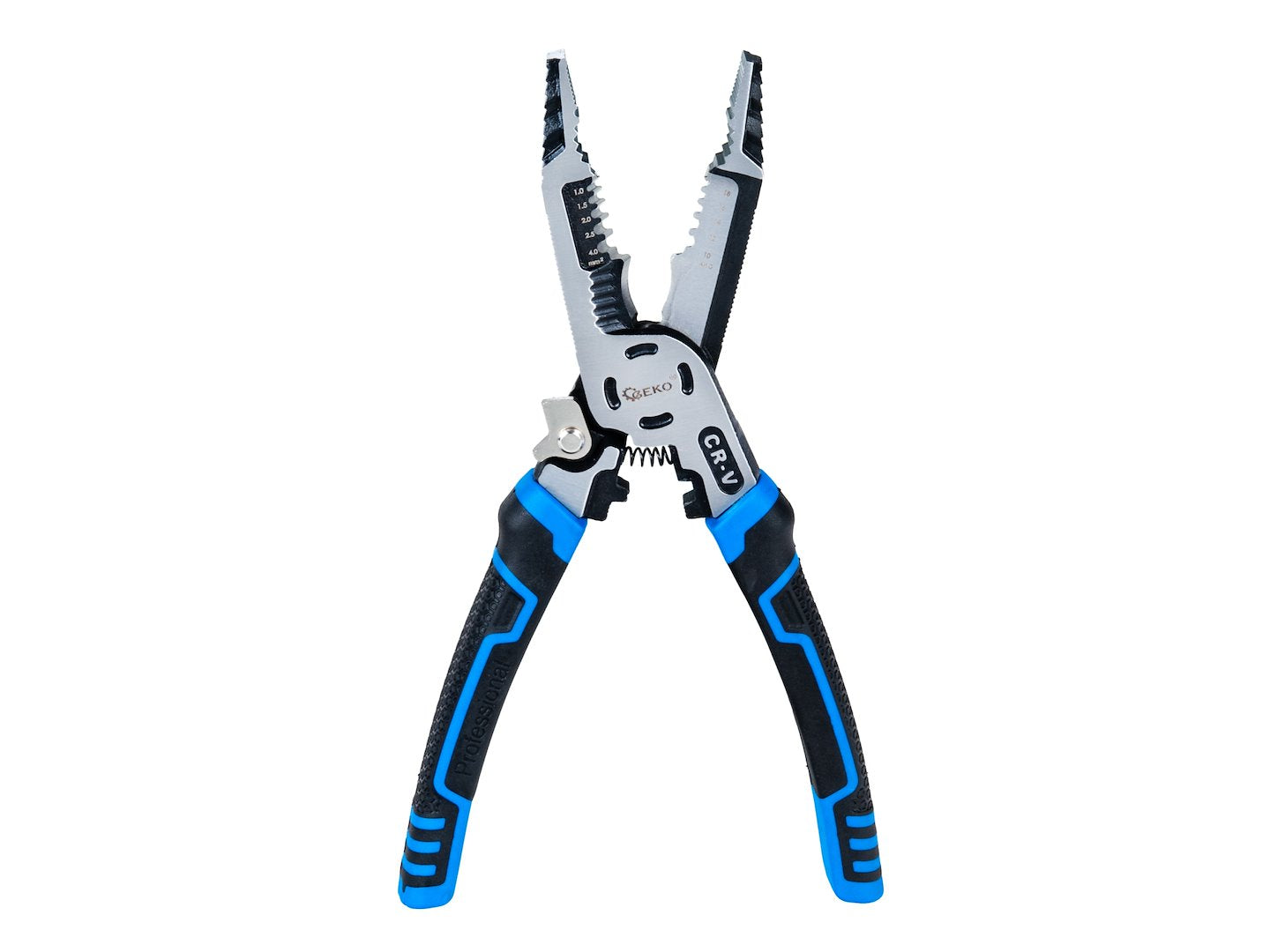 Pinza spelafili automatica, spellafili 225 mm, 9 in 1 multifunzione per spelatura, taglio e crimpatura, strumento multifunzionale per cavi da AWG - per spelare fili elettrici, tagliare, crimpare, Geko