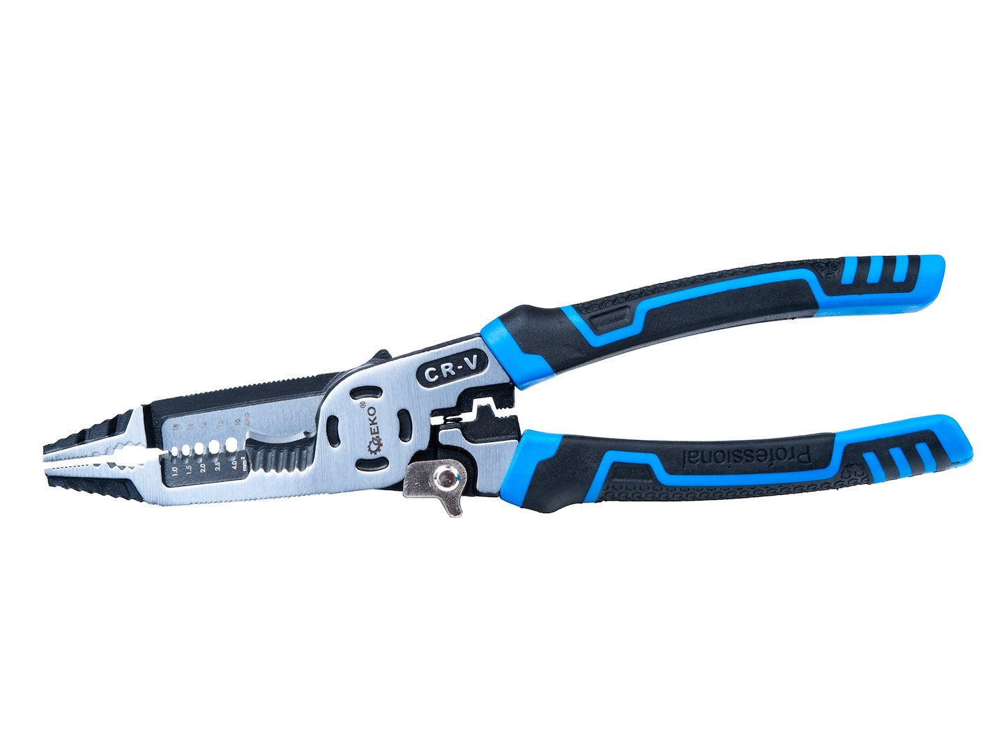 Pinza spelafili automatica, spellafili 225 mm, 9 in 1 multifunzione per spelatura, taglio e crimpatura, strumento multifunzionale per cavi da AWG - per spelare fili elettrici, tagliare, crimpare, Geko