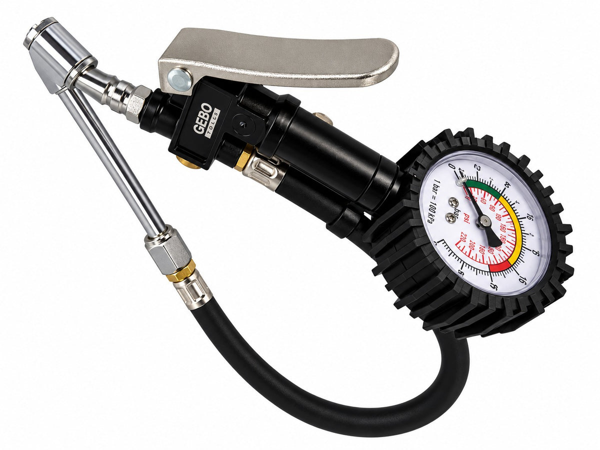 Pistola con manometro analogico per gonfiaggio pneumatici 0-15 Bar Gebo Tools