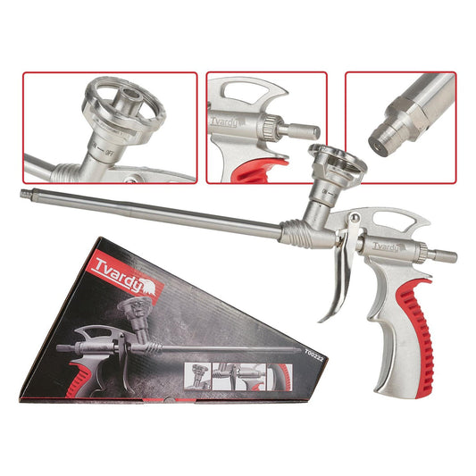 Pistola manuale a spruzzo per schiuma poliuretanica professionale, in acciaio inox, con sistema No-Clean, Tvardy