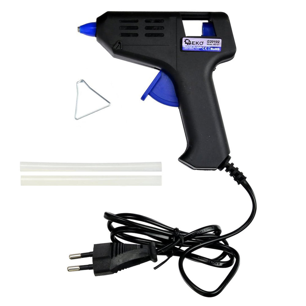 Pistola per colla a caldo elettrica, ad aria calda per saldatura con silicone 15 w, con 2 stick, Geko