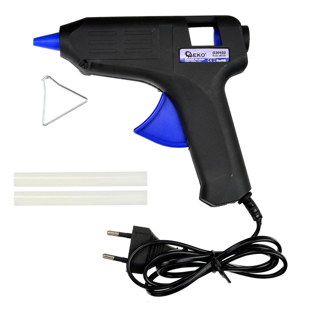 Pistola per colla a caldo elettrica, ad aria calda per saldatura con silicone 78 w, con 2 stick, Geko