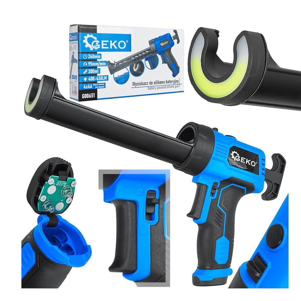 Pistola per silicone a batteria 6V, elettrica, a LED 400-450 lm, Geko