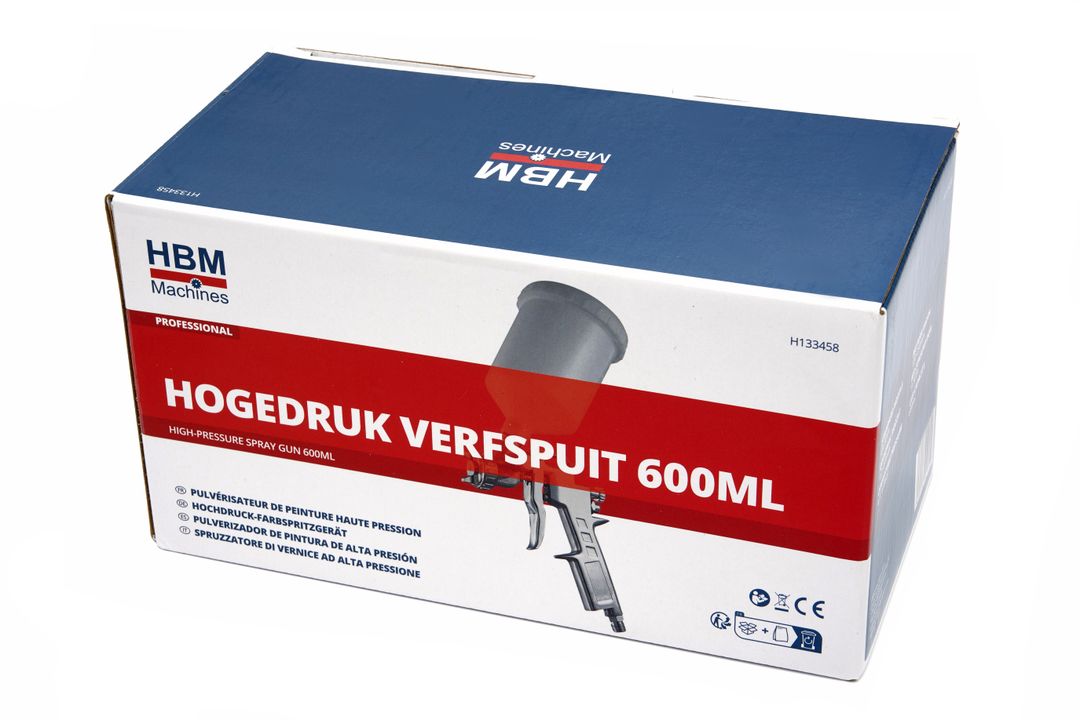 Pistola per verniciare a spruzzo ad alta pressione ,6 Bar,capacità 600 ml e ugello 1,5 mm bm