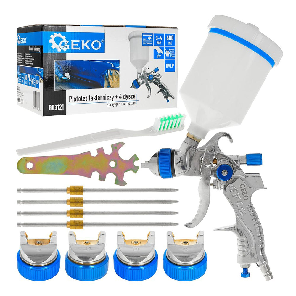 Pistola per verniciare a spruzzo ,capacità 600 ml e 4 ugelli 1.4-1.7-2.0-2.5 mm,HVLP