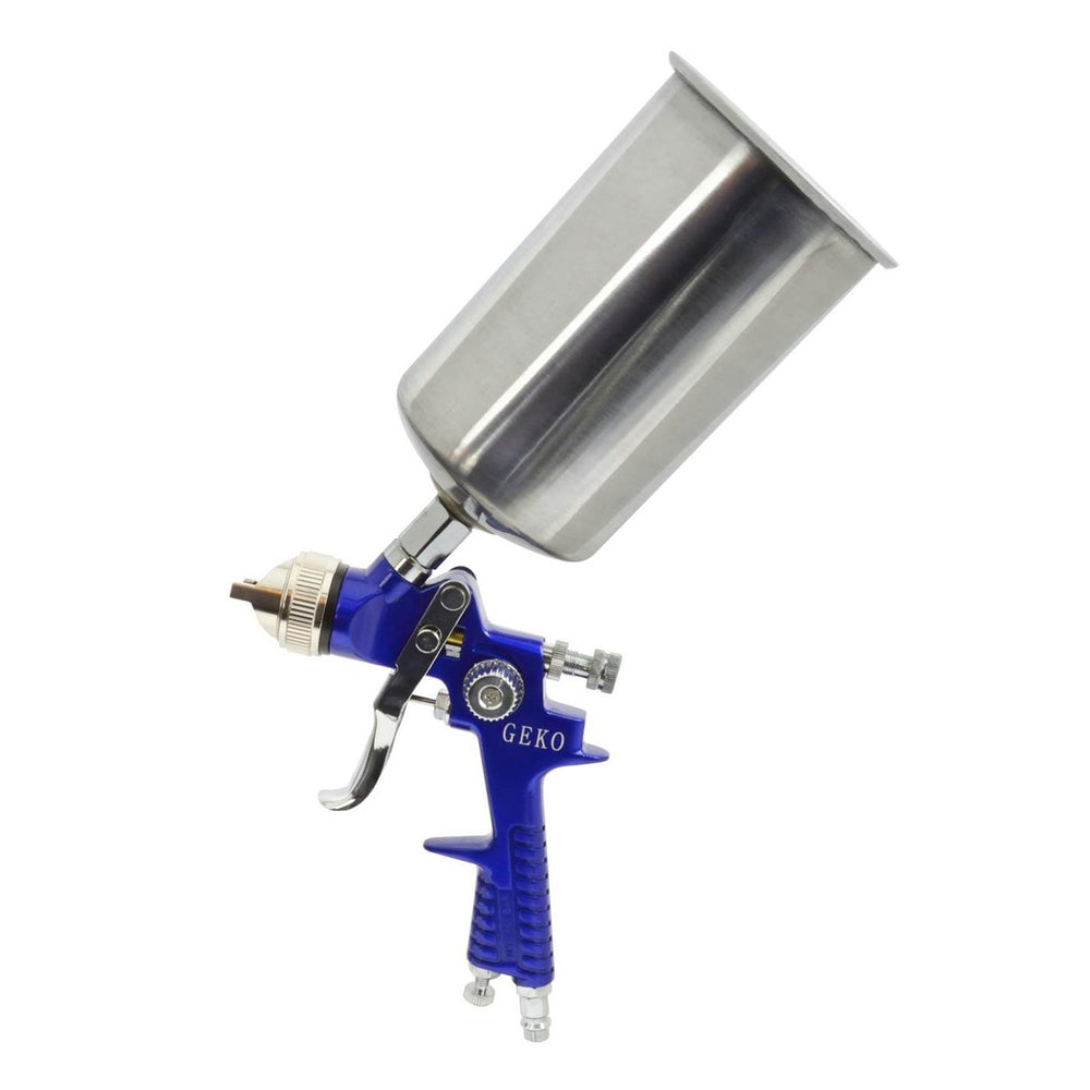 Pistola per verniciare a spruzzo professionale,serbatoio in acciaio inox soprastante con capacità 600 ml e ugello 1,4 mm, Geko