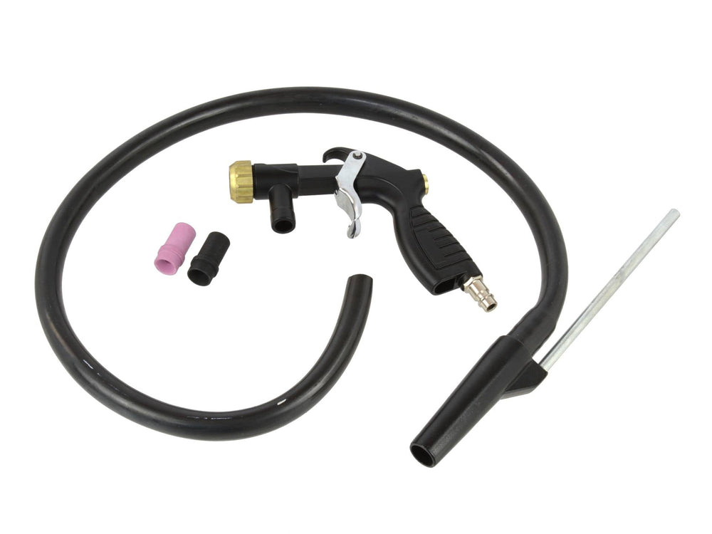 Pistola pneumatica per sabbiatura con tubo 80 cm, due ugelli in metallo e ceramica, sabbiatrice ad aria compressa