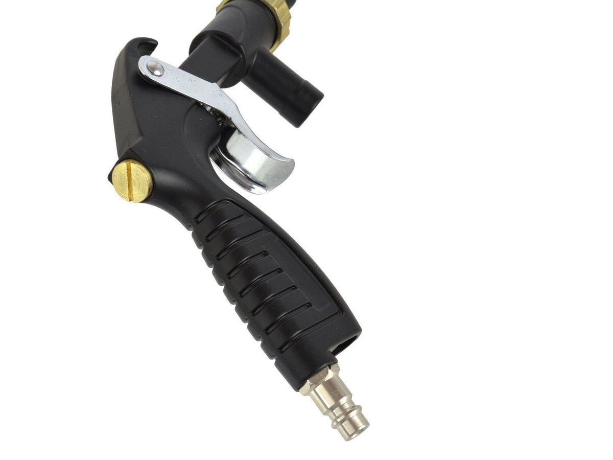 Pistola pneumatica per sabbiatura con tubo e due ugelli in metallo e ceramica, sabbiatrice ad aria compressa Geko