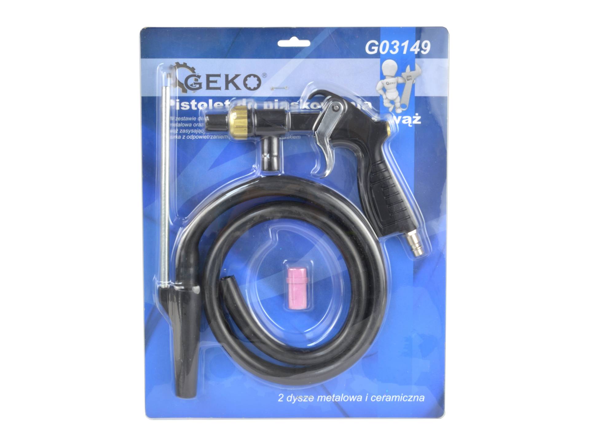 Pistola sabbiatrice per compressore, tubo di alimentazione 80 cm, pressione max 8 bar, pistola per sabbiatura, pistola per compressore d'aria