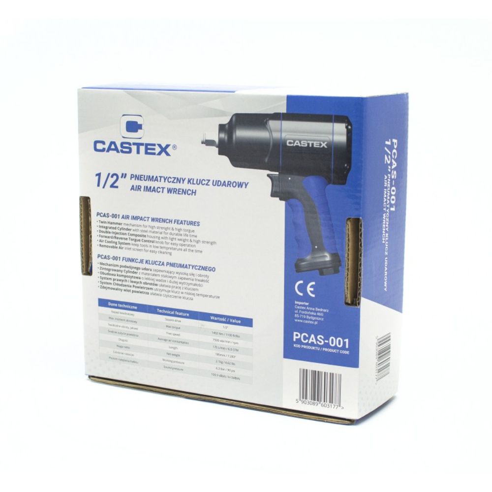 Avvitatore a impulsi pneumatico, professionale, chiave 1/2" 1600 Nm Castex