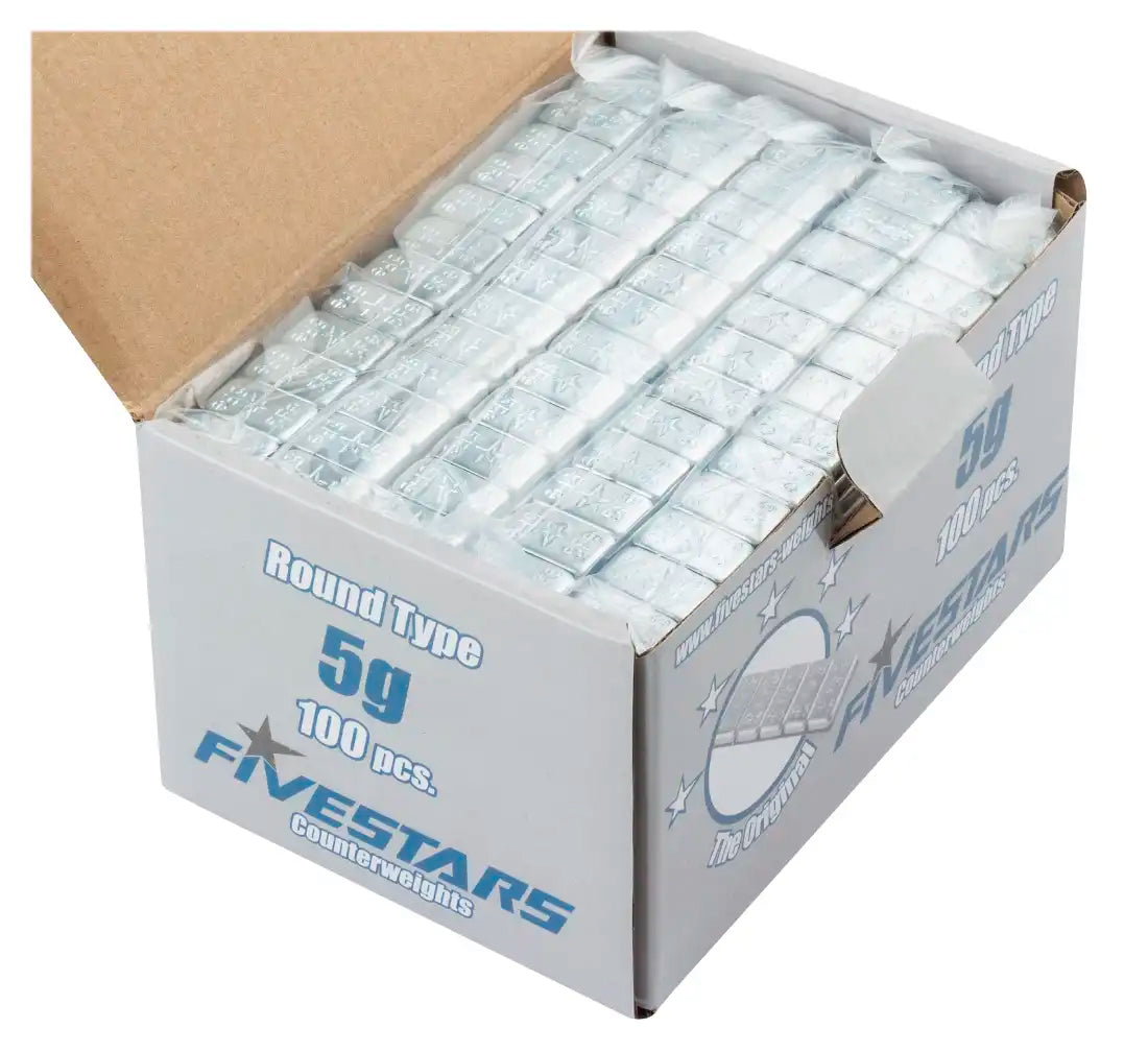 Striscia adesiva pesi equilibratura, contrappesi adesivi per cerchioni auto, pesi di bilanciatura, per auto, furgoni e SUV, 5 g round FiveStars 100 strisce