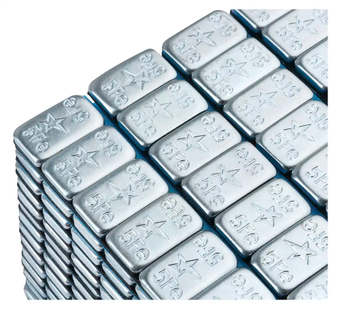 Striscia adesiva pesi equilibratura, contrappesi adesivi per cerchioni auto, pesi di bilanciatura, per auto, furgoni e SUV, 5 g round FiveStars 100 strisce