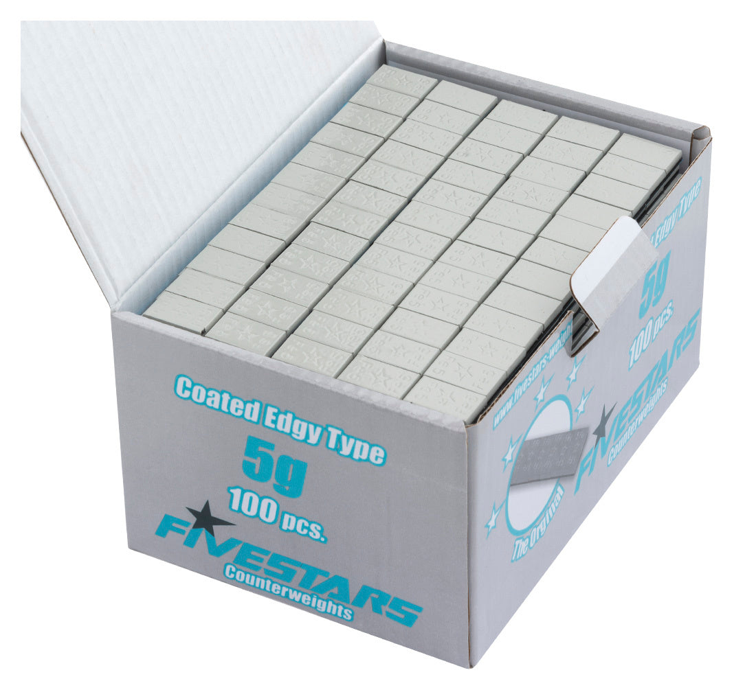 Striscia adesiva pesi equilibratura, contrappesi adesivi per cerchioni auto, pesi di bilanciatura, per auto, furgoni e SUV, 5 g Five Stars Edgy 100 strisce grigio opaco