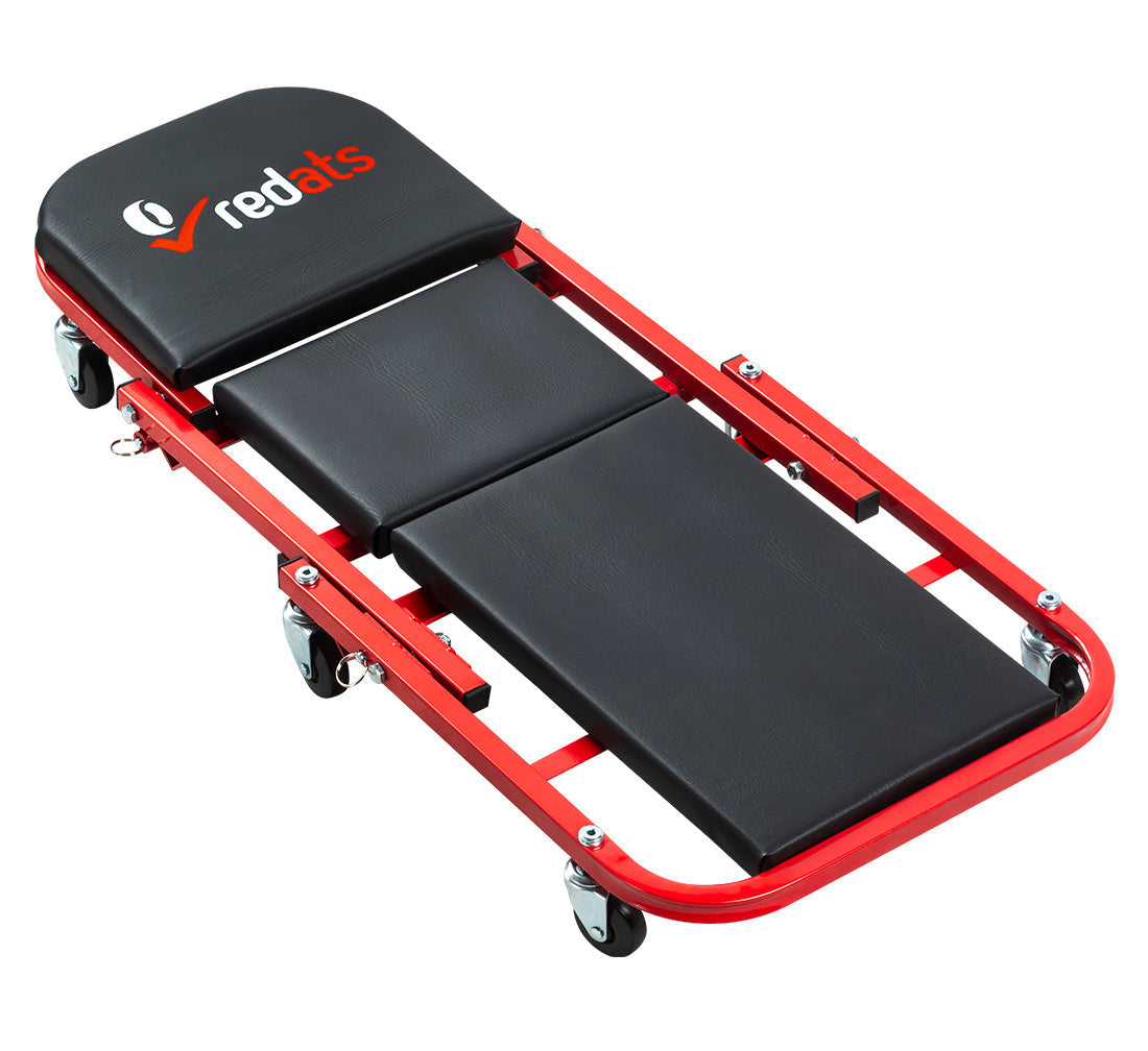 Carrello sotto auto professionale, sgabello da officina, lettino meccanico sottomacchina, pedana montaggio, riparazioni meccanico con ruote e poggiatesta, Redats