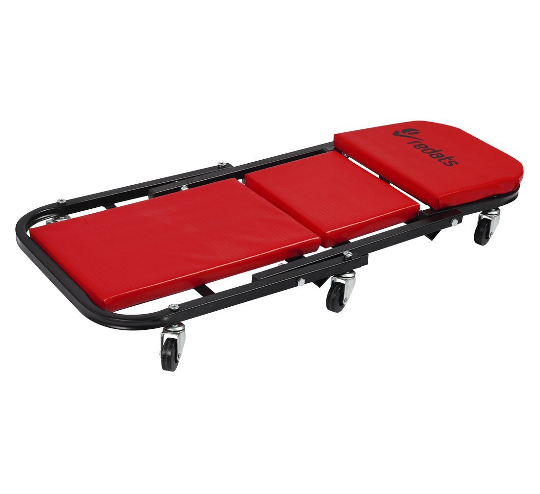 Carrello sotto auto professionale, sgabello da officina, lettino meccanico sottomacchina, pedana montaggio, riparazioni meccanico con ruote e poggiatesta, Redats