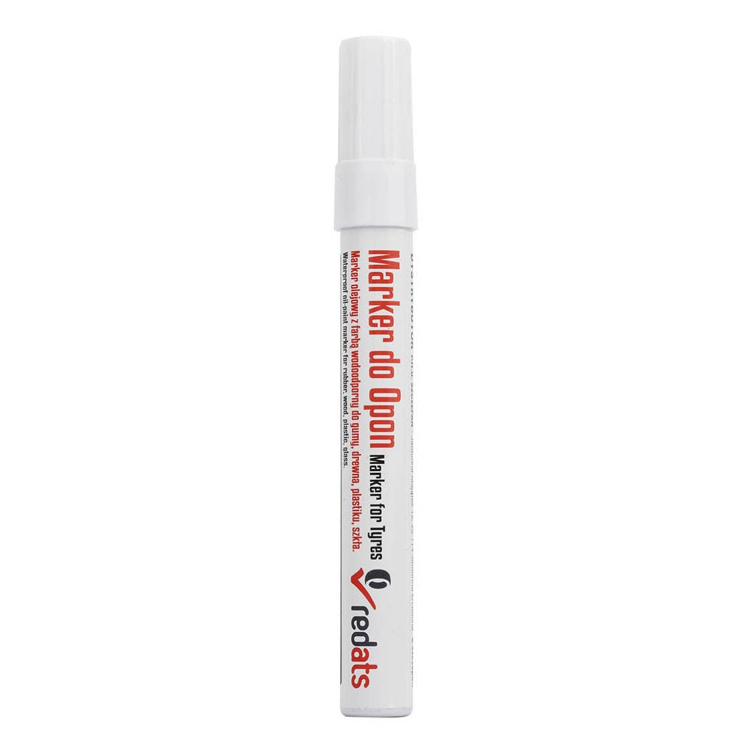 Marcatore per pneumatici e superfici in acciaio, gomma, legno, plastica, vetro, punta conica, blister 1 pz., colore bianco, tratto 2,5 mm, marker bianco resistente all'acqua per scritte pneumatici