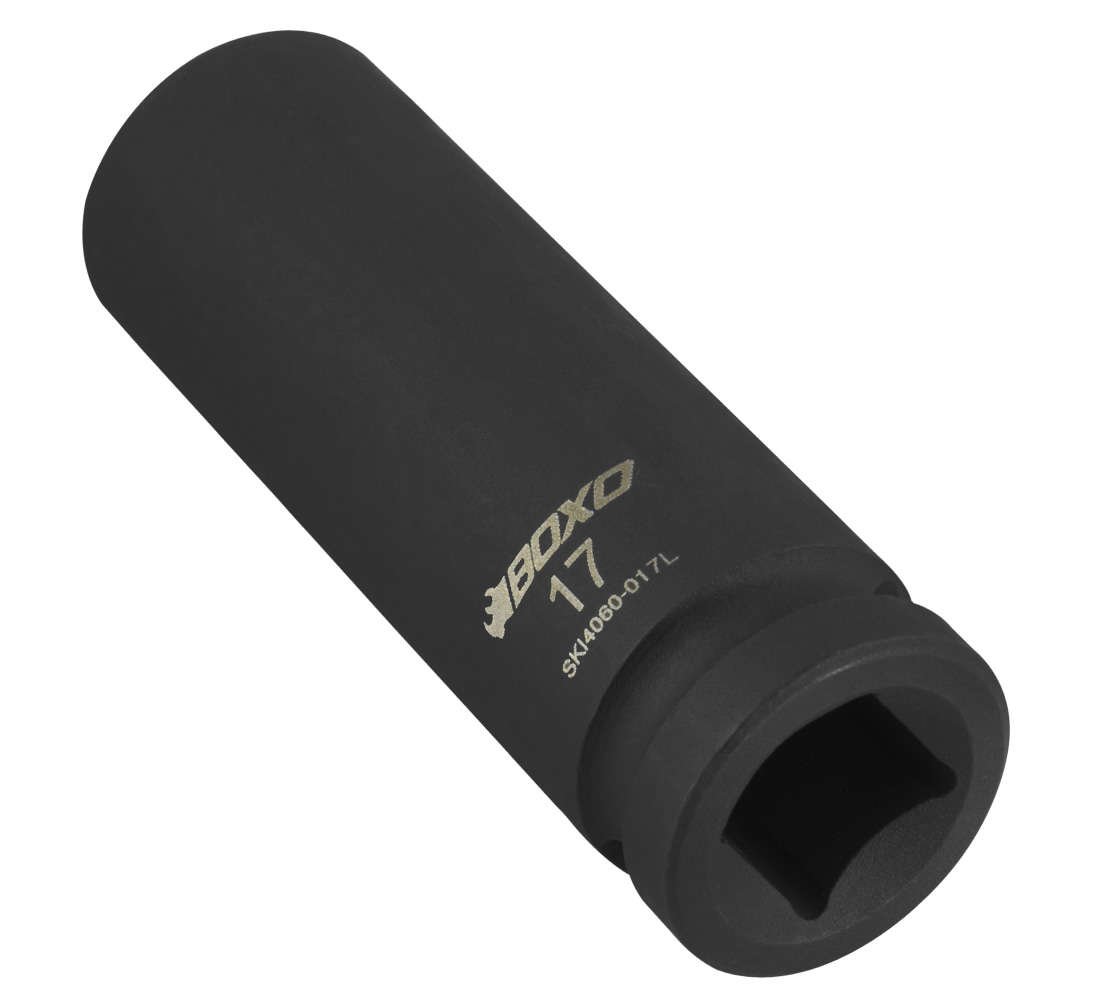 Chiave a bussola lunga ad impatto-a percussione 17 mm con attacco da 1/2" pollici, Cr-mo, lunghezza 78 mm