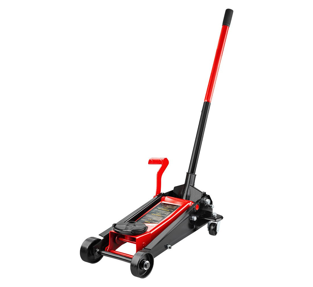 Cric sollevatore auto, martinetto idraulico professionale a carrello con profilo ribassato, 3 t con maniglia a pedale sollevamento rapido