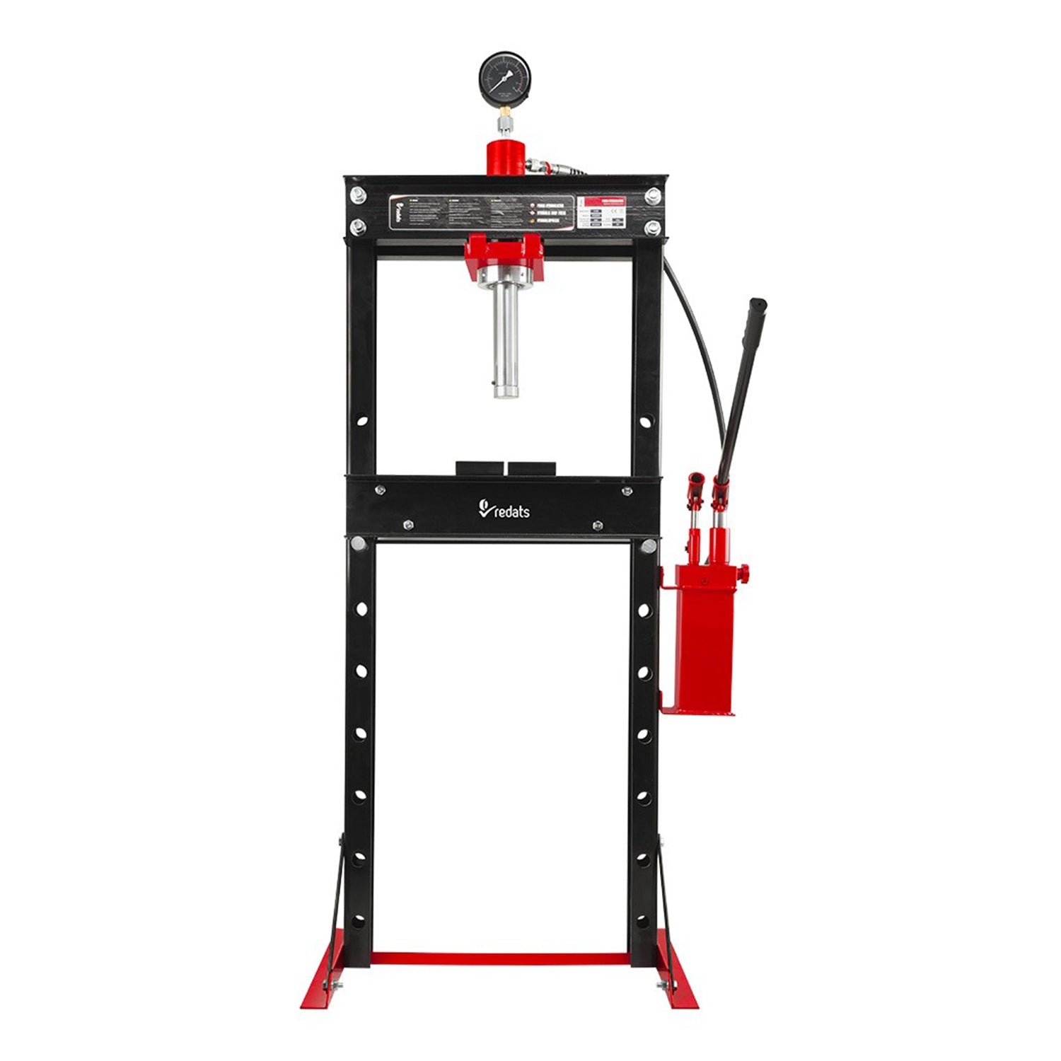 Pressa idraulica a doppia azione 20t, da officina, altezza massima di lavoro 970mm, regolabile in 8 posizioni, cilindro idraulico