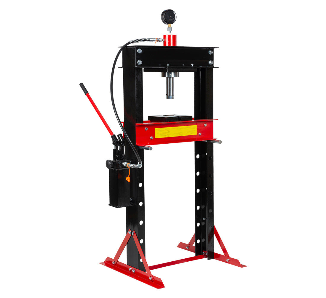 Pressa idraulica da officina 30t pressa a telaio per cuscinetti con manometro, a doppia azione, doppia pompa