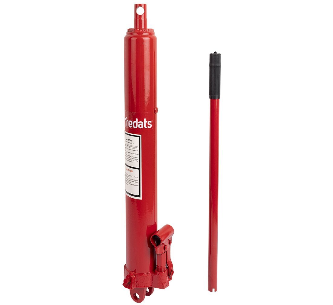 Cric idraulico a pistone lungo, capacità 2 tonnellate, raccoglitrice manuale di ciliegie con maniglia, per gru sollevamento da garage/negozio e paranco di sollevamento motore, con pompa a pistone singolo, rosso