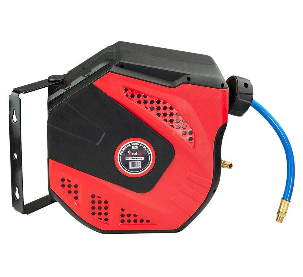 Avvolgitubo per aria compressa con tubo professionale15 m fissaggio a parete muro Redats