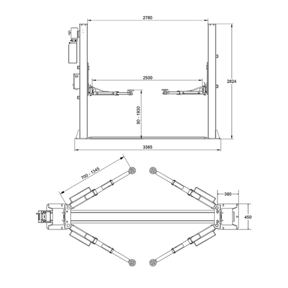 Ponte sollevatore auto a 2 colonne, portata 4000 kg, ponte sollevatore idraulico + olio gratis incluso, sblocco automatico elettroidraulico, 230 V L-240F Redats